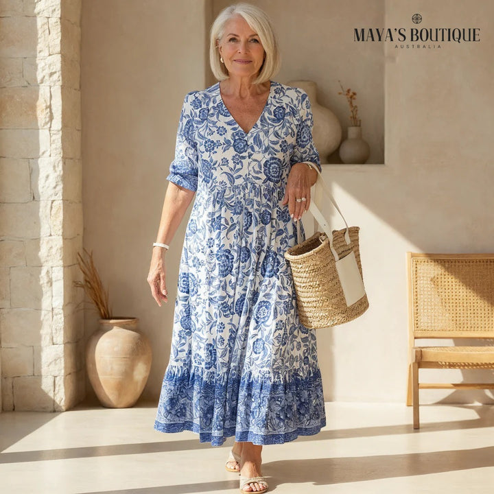 Azariah - Elegant Floral Dress with V-Neck